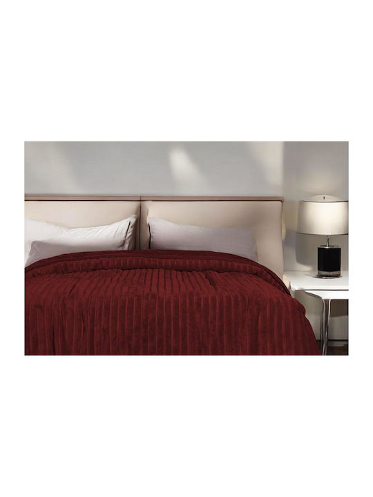 Linea Home Κουβέρτα Βελουτέ Υπέρδιπλη 220x240εκ. Μπορντό LH2018256