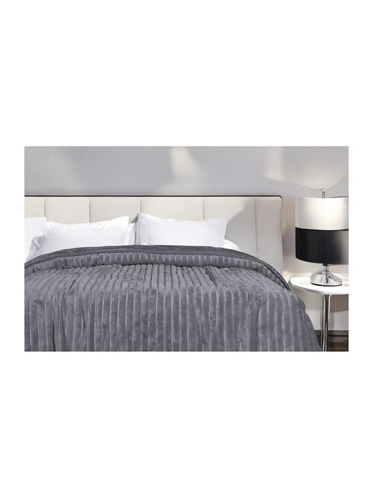 Linea Home Κουβέρτα Βελουτέ Μονή 160x220εκ. Γκρι LH2018257