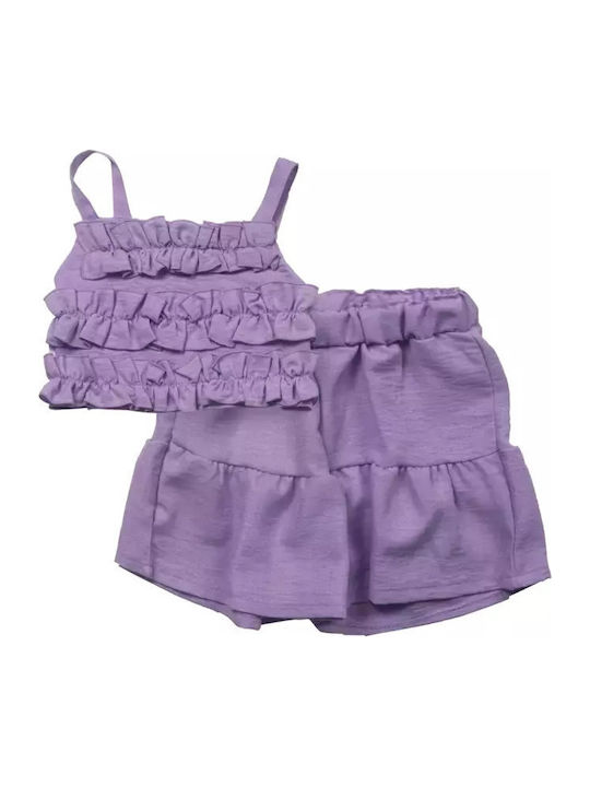 Kids' Set with Shorts Summer 2pcs Purple