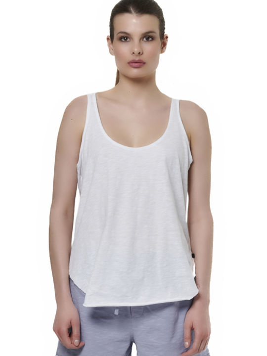 Body Action Damen Bluse Baumwolle Ärmellos White