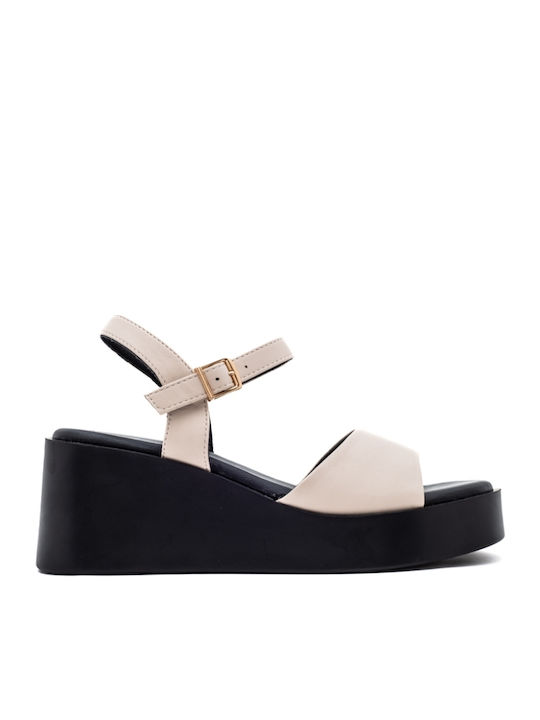 Damenplattformen Beige