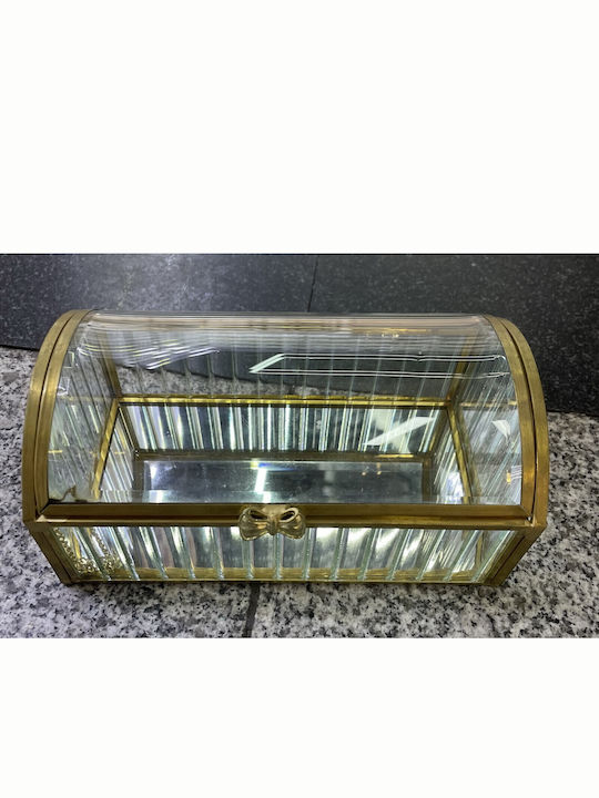 Κουτί Κοσμημάτων 18x10cm Γυάλινο Χρυσές Λεπτομέρειες Etoile Ab-203