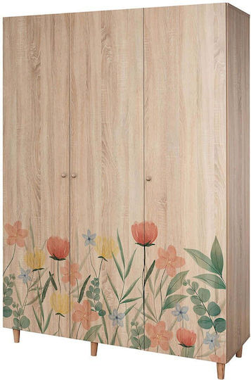 Three Door Wardrobe Multicolored 135x52x192cm