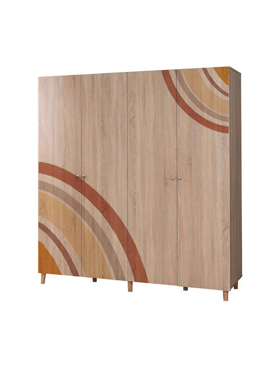 Vier Türen Schrank Bunt 180x52x192cm