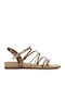 Women's Flat Sandals in Gold Color