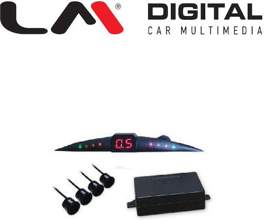 LM Digital Σύστημα Παρκαρίσματος Αυτοκινήτου και 4 Αισθητήρες 19mm σε Μαύρο Χρώμα