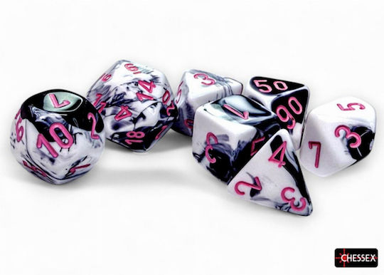 Σετ Ζάρια 7 Dice Set Polyhedral Gemini Black-white/pink