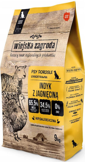 Wiejska Zagroda 9kg Trockenfutter für Hunde mittlerer Rassen ohne Getreide mit Türkei und Lamm