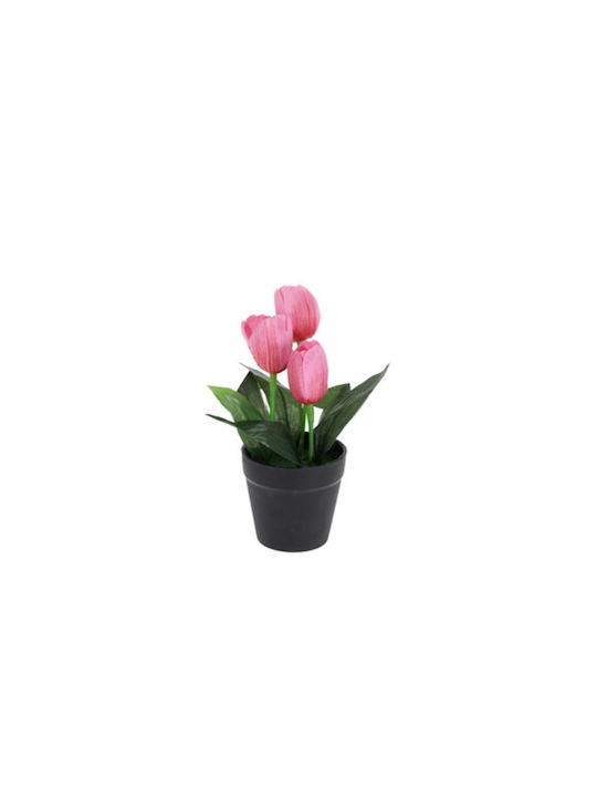 Rosa Künstliche Tulpe H22x7x7cm Schwarzer Topf
