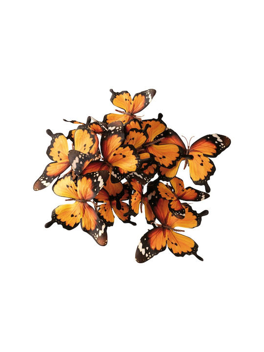 Set of 12 Decorative Orange Butterflies Clip 9.5x11.5x5cm 14.5x16.5x5cm 157.002.0056.15