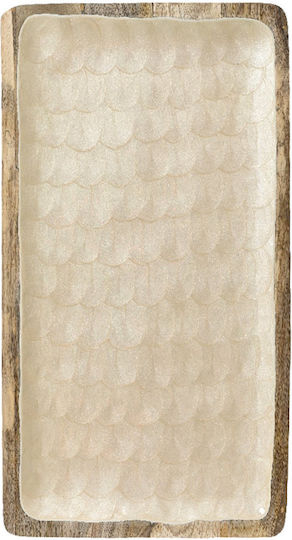Mango Wood Tray with Pearl Interior 45.5cm 45.5x25x0cm Solid Color Kaeming