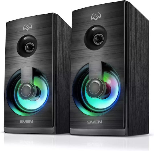 Sven SPS-512 Ηχεία Υπολογιστή 2.0 με RGB Φωτισμό και Ισχύ 3W σε Μαύρο Χρώμα