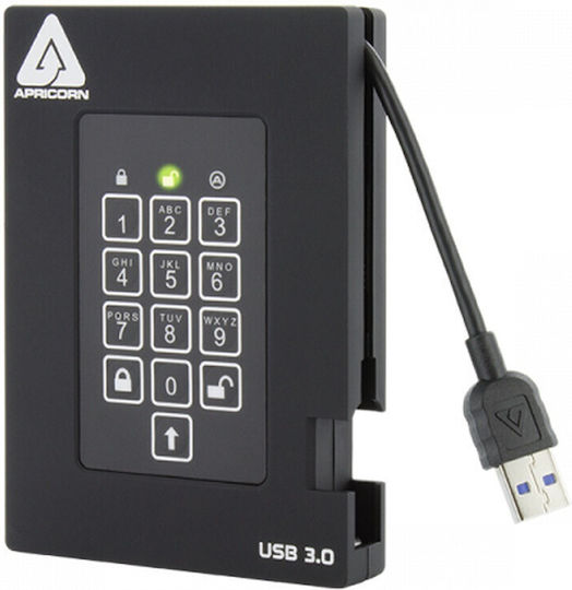 Apricorn Aegis Padlock Fortress USB 3.1 Extern SSD 256GB 2.5" Negru