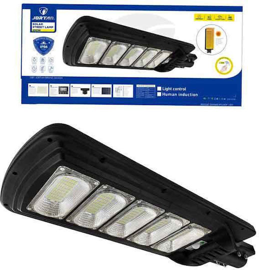 Jortan Ηλιακό Φωτιστικό Δρόμου 250W Ψυχρό Λευκό 6500K με Αισθητήρα Κίνησης και Τηλεχειριστήριο IP66