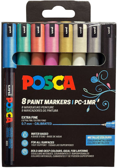 Uni-Ball Pc-1mr Acrylic Markers Metallic Color 8pcs