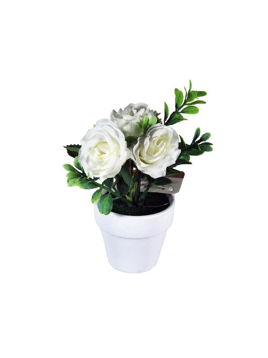 Weiße künstliche Rosenpflanze H14x7x7cm Weißer ...