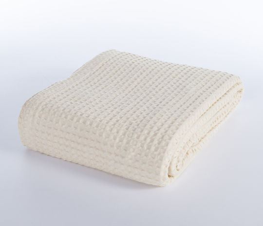Nef-Nef Homeware New Golf Pique Single Blanket 160x240cm Ecru