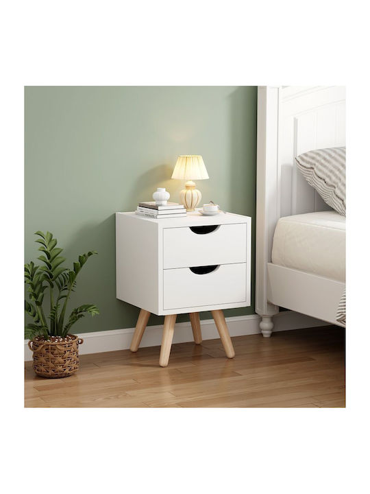 Bedside Table Selma Wooden Beige 29.7x29.7x45cm
