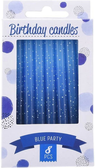 496249 Birthday Candles Blue Blister 8 Pieces H8cm