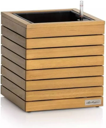 Lechuza Palo Natural Wood Low 45 Floor Planter 44x44x46cm Self-Watering Eucalyptus Natural Wood Container