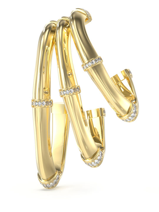 Guess Single Earring Hoop made of Steel Gold Plated with Stones