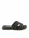 Leather Women's Flat Sandals in Black Color