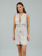 Summer Mini Shirt Dress Beige