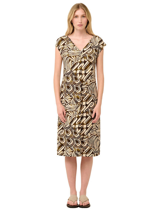 Juliet Summer Midi Dress Olive-Beige