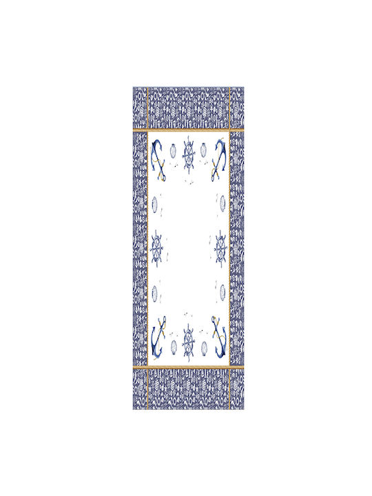 To megalo pazari Runner Linen with Embroidery Linen 40x180cm