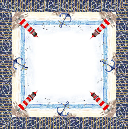 To megalo pazari Checkered Linen with Embroidery Linen 90x90cm