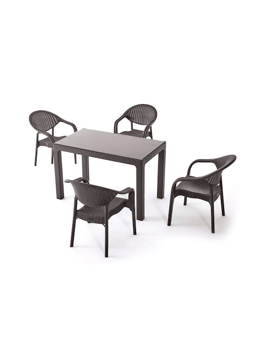 Set Sala De Mese Pentru Exterior Atlantis 5 Piese Maro