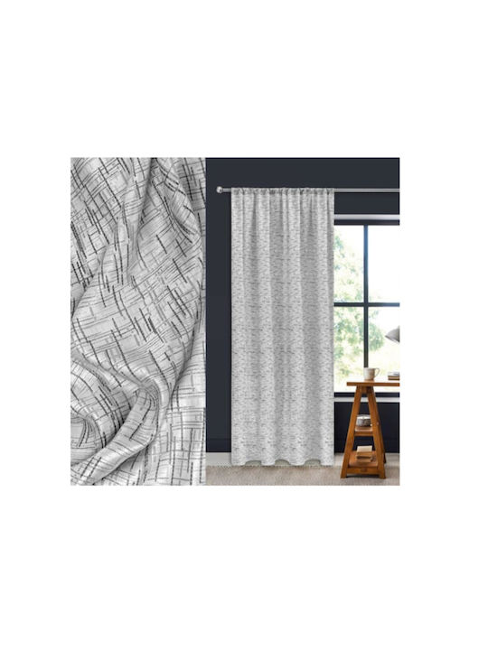 Homestyle Κουρτίνα με Τρέσα Γκρι Ζακάρ 140x260εκ.