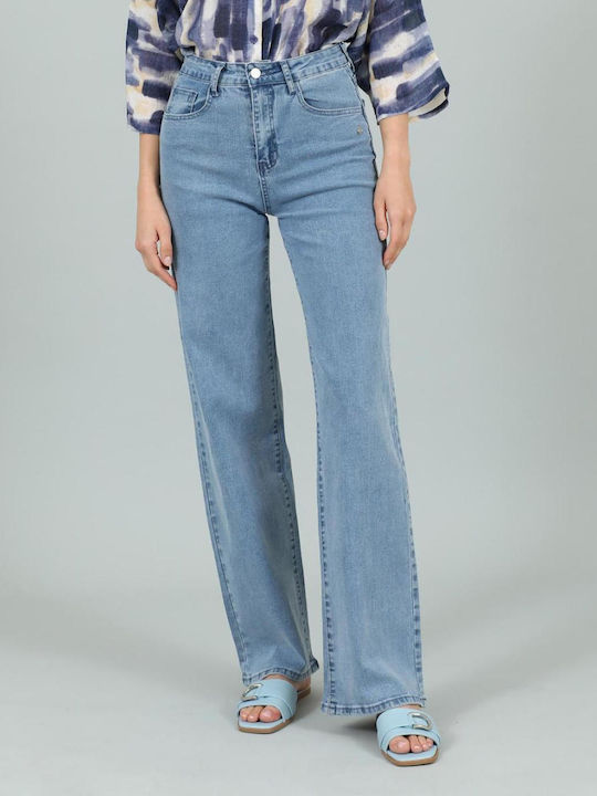 Women's Jean Trousers in Straight Line Light Blue