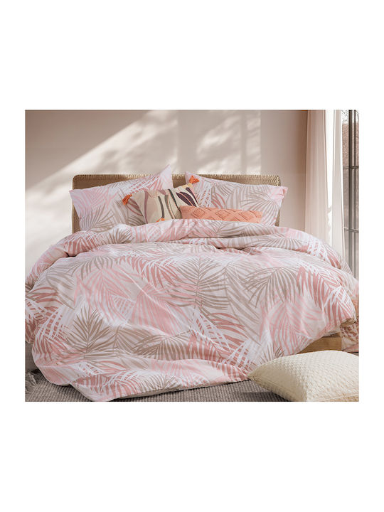 Nef-Nef Homeware Amazon Σετ Σεντόνια King Size με Λάστιχο 180x200+35εκ. Ροδακινί (4τμχ)