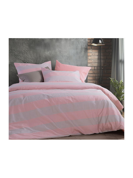 Nef-Nef Homeware Bettwäsche-Set Einzel mit Gummiband 100x200+35cm. Casual Check Peaches 3Stück