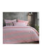 Nef-Nef Homeware Bettwäsche-Set Einzel mit Gummiband 100x200+35cm. Casual Check Peaches 3Stück