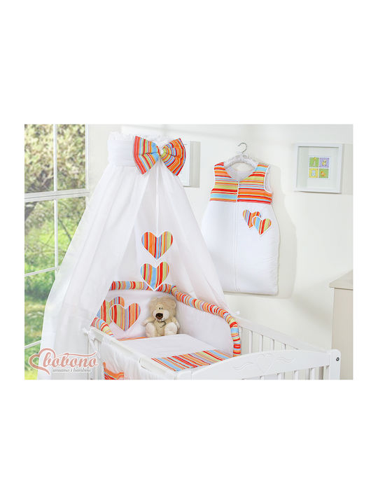 Bobono Κουνουπιέρα Κούνιας από Τούλι Πορτοκαλί Orange Heart Stripes