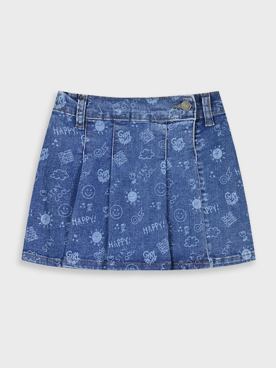 Kids' Denim Pleated Skirt Blue