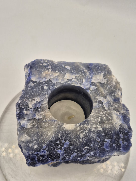 Candle Holder Raw Sodalite Base Crystal Palace