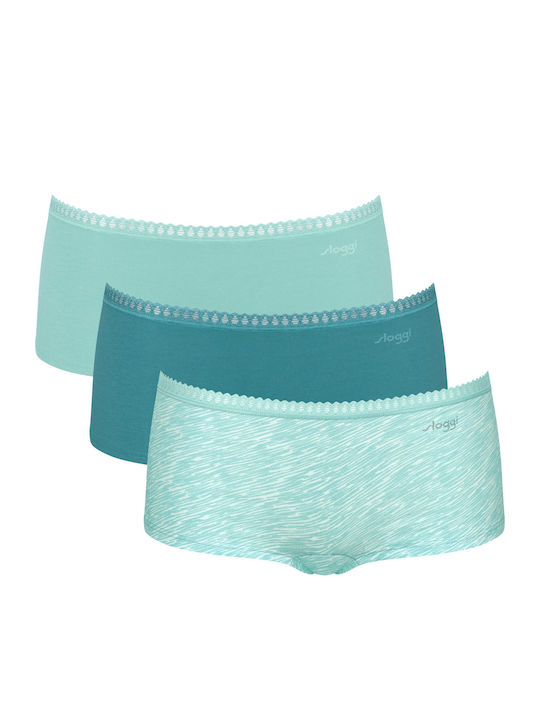 Sloggi Βαμβακερά Γυναικεία Boxer 3Pack με Δαντέ...