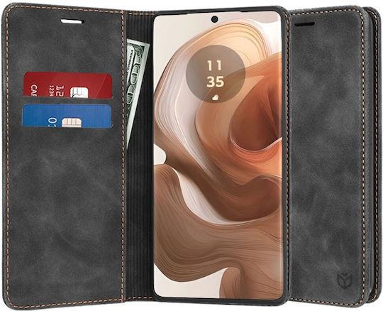 Techsuit Buchen Sie Synthetisches Leder Schwarz (Motorola Edge 50 Ultra)