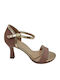 Fabric Sandals with Strass Gold
