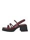 Cherry Leder Damen Sandalen Burgundisch