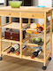 Bakaji Wooden Kitchen Trolley 2 Tiers Brown 72x37x75cm