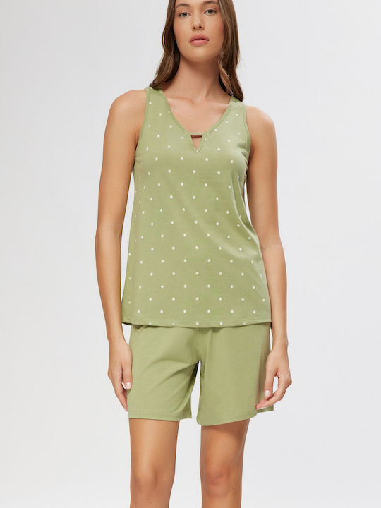 Minerva Summer Women's Pyjama Set Khaki, Ecru