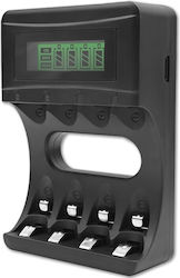 Qoltec USB Ladegerät 4 Batterien Ni-MH Größe AA/AAA