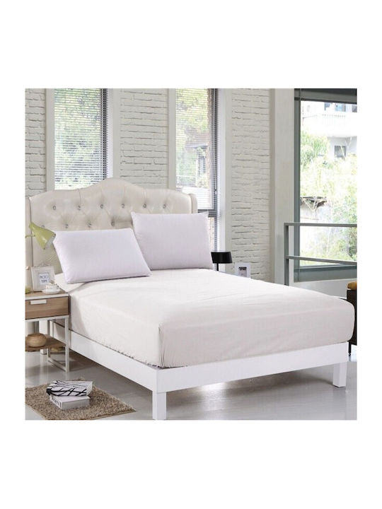 Pucioasa Cearșaf Super dublu cu Elastic 160x200+25cm. Alb