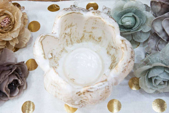 White Gold Large Tulip Tealight 14x16cm
