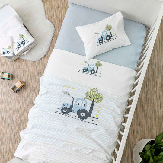 Borea Baby Sheets Set Crib Cotton White 120x170cm 3pcs