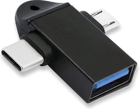Powertech Convertor USB-C / micro USB Masculin în USB-C / micro USB Feminin 1 Bucată CAB-UC090